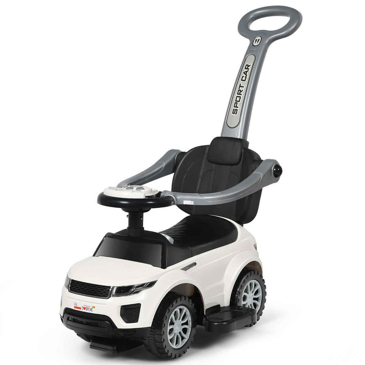 SCHIEBEWAGEN Weiß - Weiß, Kunststoff (43/84/89cm) - COSTWAY