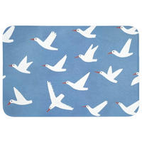 BADEMATTE Vögel - Weiß - Muster 90x60 cm - Blau, Kunststoff/Textil (90/60cm)