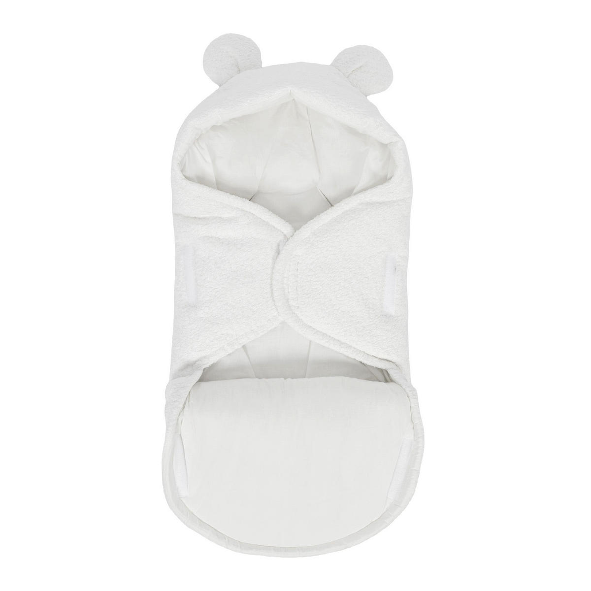 EINSCHLAGDECKE für Babys mit Teddyohren aus Bouclé in Creme-Weiß - Weiß, Textil (45/80cm) - MeowBaby