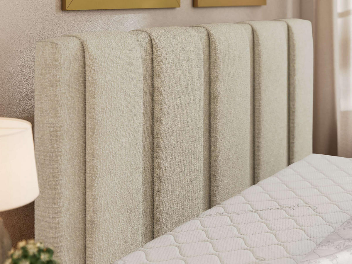 ČALOUNĚNÁ POSTEL SAVINO CLASSIC 140/200 - Krémová Strukturovaná látka - s pěnovou matrací - černá/krémová, textil/plast (140/200cm) - MKS
