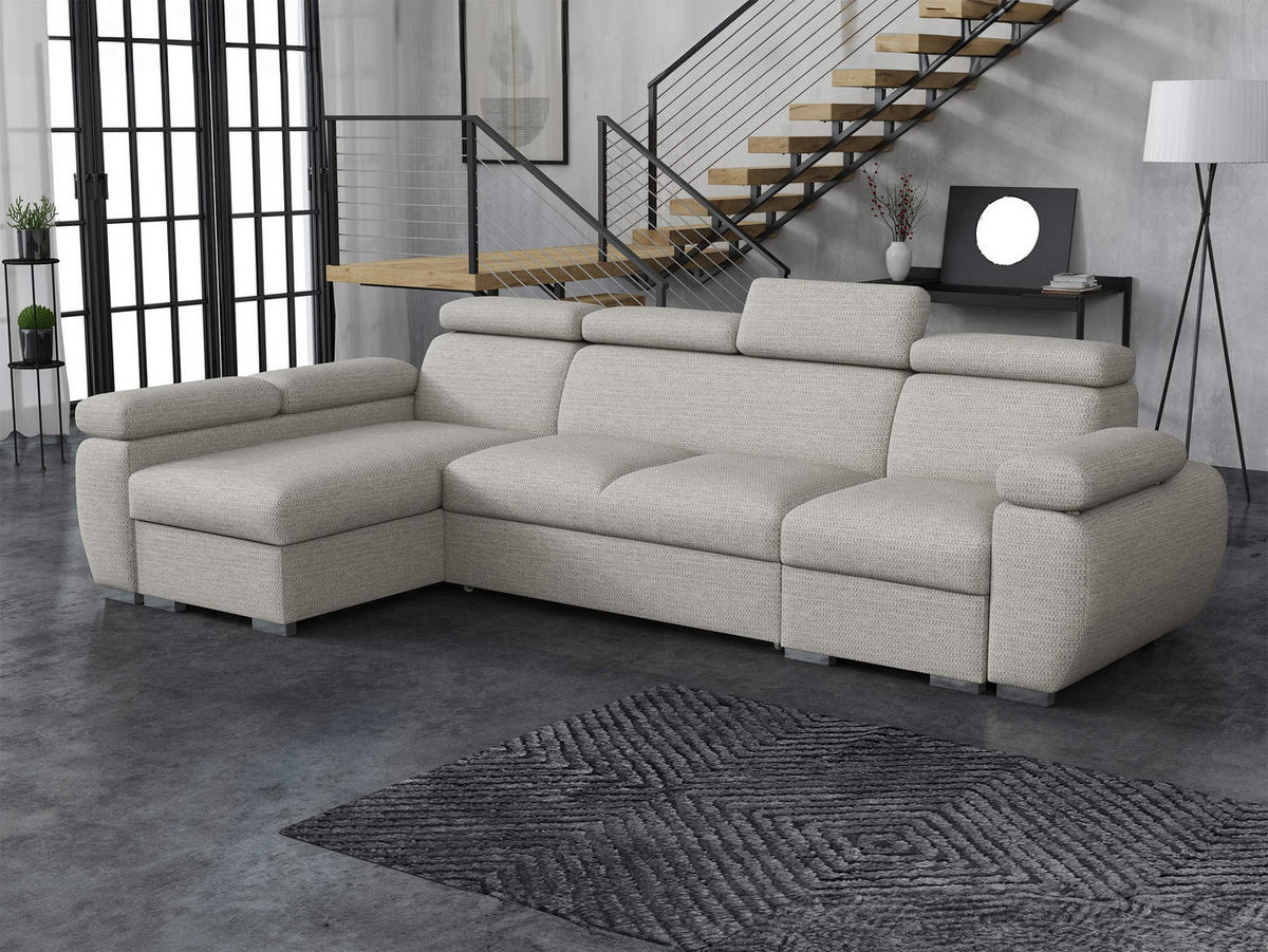ECKSOFA Boston LCP, Seite: Links LCP+2R+1P(65) - Silberfarben, Holz/Textil (320/170cm) - MIRJAN24