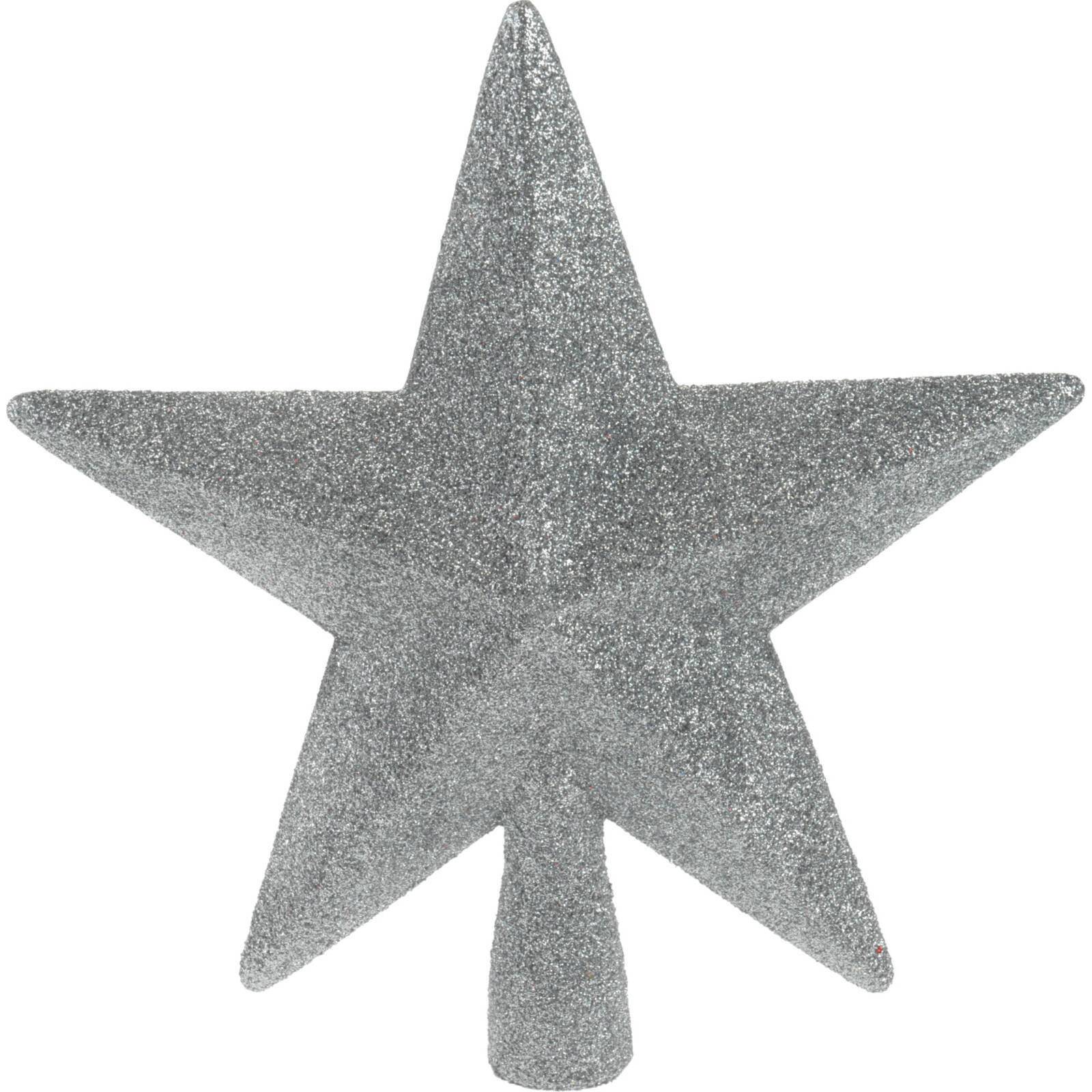 BAUMSPITZE Stern mit Glitzer 19 cm - Silberfarben, Kunststoff (19cm) - Home Styling Collection
