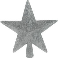 BAUMSPITZE Stern mit Glitzer 19 cm - Silberfarben, Kunststoff (19cm) - Home Styling Collection