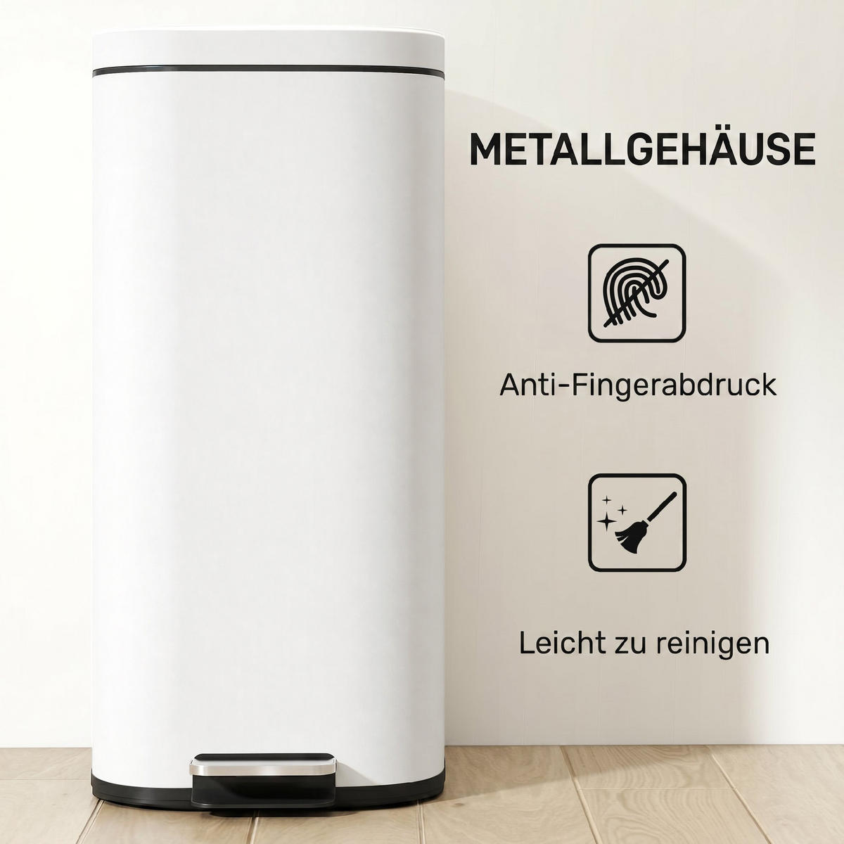 MÜLLEIMER Creme 36.0/29.0/59.5 cm - Creme, Metall (29/59.5/36cm) - HOMCOM