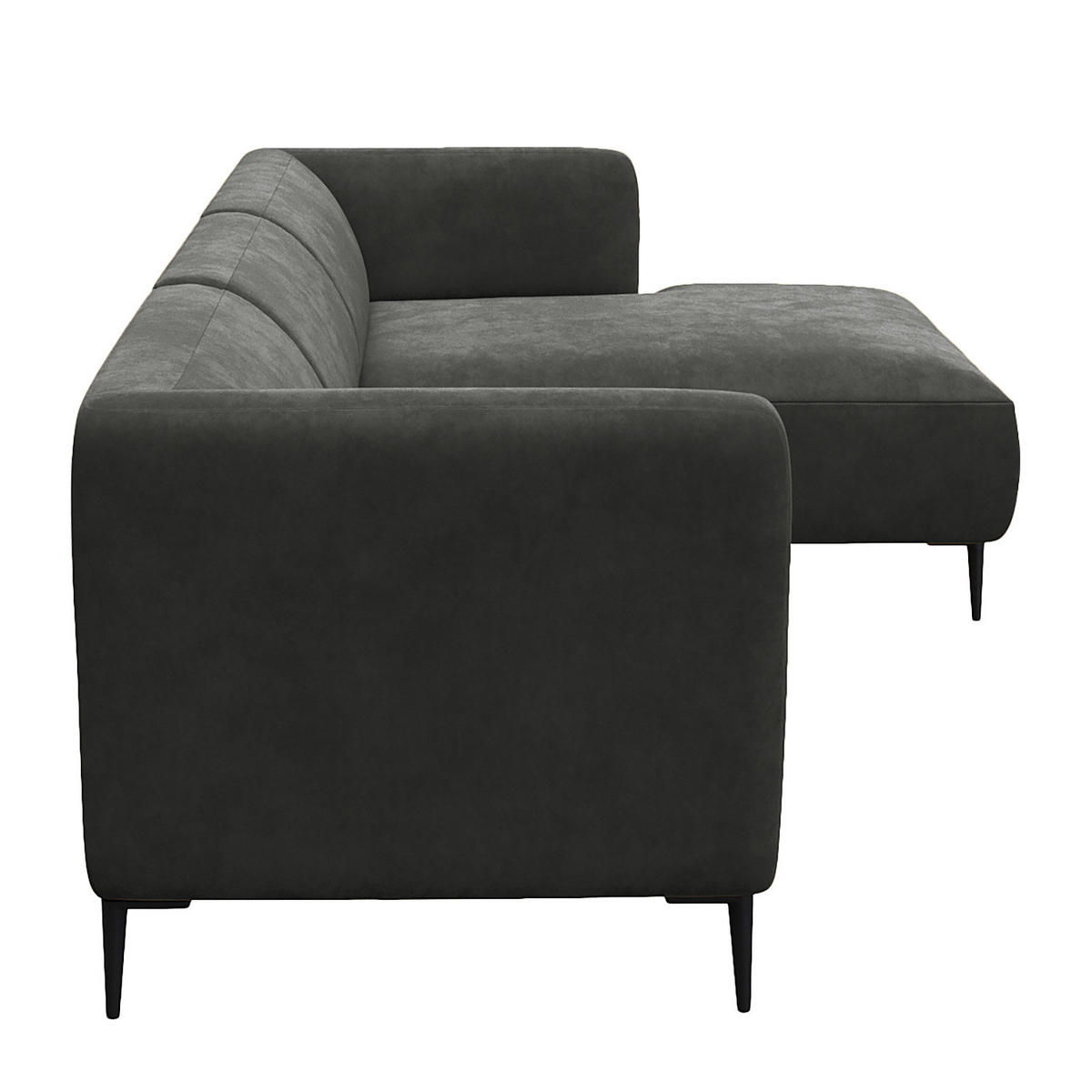 2,5-SITZER ECKSOFA mit Longchair - Schwarz/Grün, Textil/Metall (271/148cm) - home24
