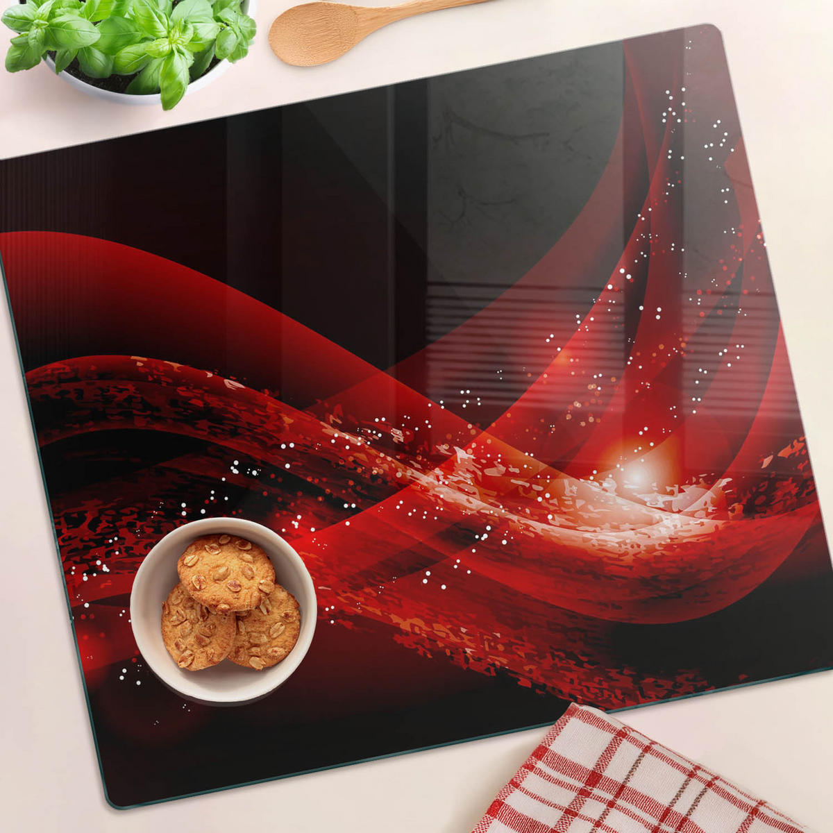 GLASPLATTE 60x52 cm Abstrakt - Beige, Glas (60/0.4/52cm) - TULUP