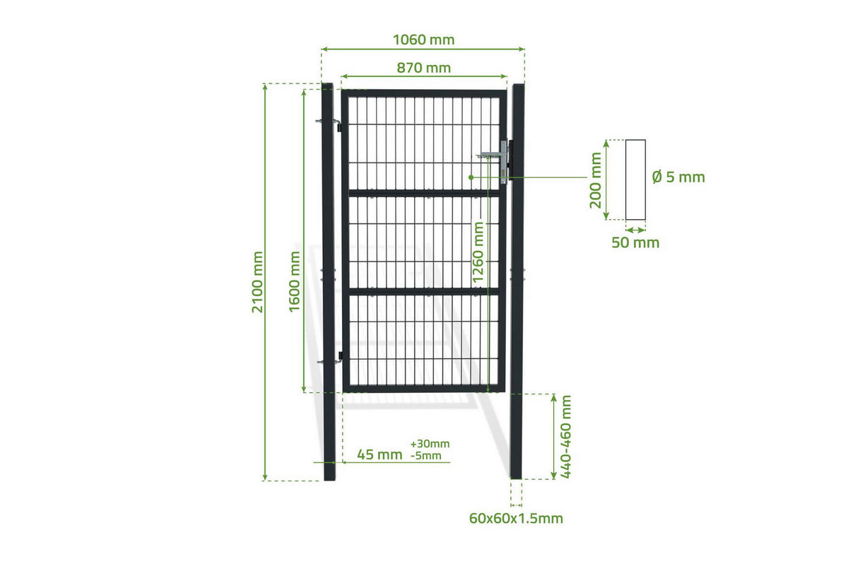 ZAUNTOR Razo grau 1m H.160cm Metall - Grau, Metall (106/166cm) - Casanoov