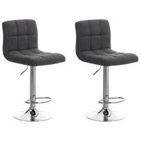 BARHOCKER 2er Set Peran STOFF C hellgrau - Chromfarben/Hellgrau, Textil/Metall (46/114/47cm) - TPFLiving
