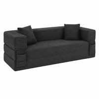 SOFA mit Schlaffunktion Cord Dunkelgrau - Dunkelgrau, Kunststoff (76/60/200cm) - Meubliv