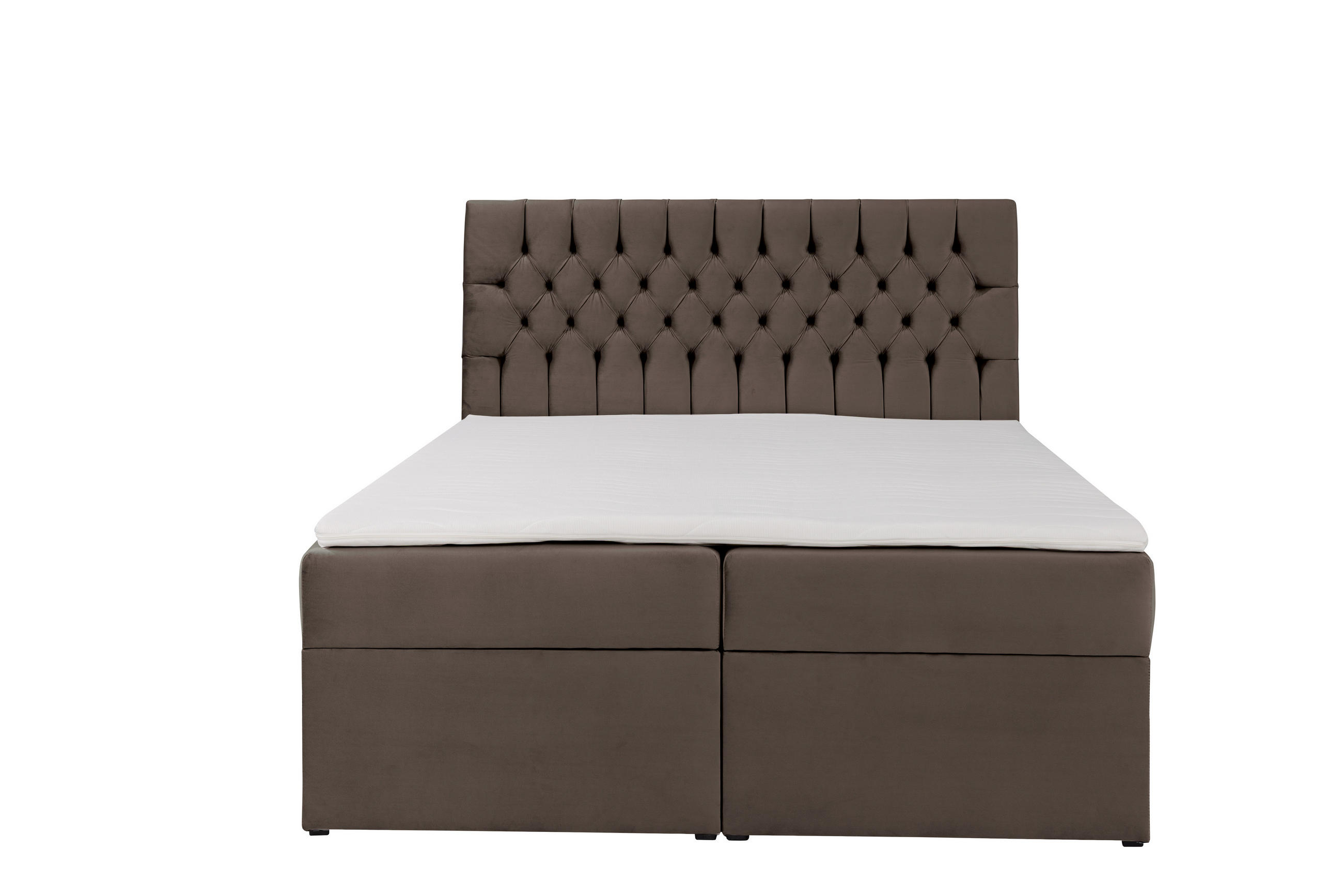 BOXSPRINGBETT LAVIDO mit Topper und Bettkasten, Braun, 200x200 cm - Braun, Textil (200/200cm) - KS Home Concept