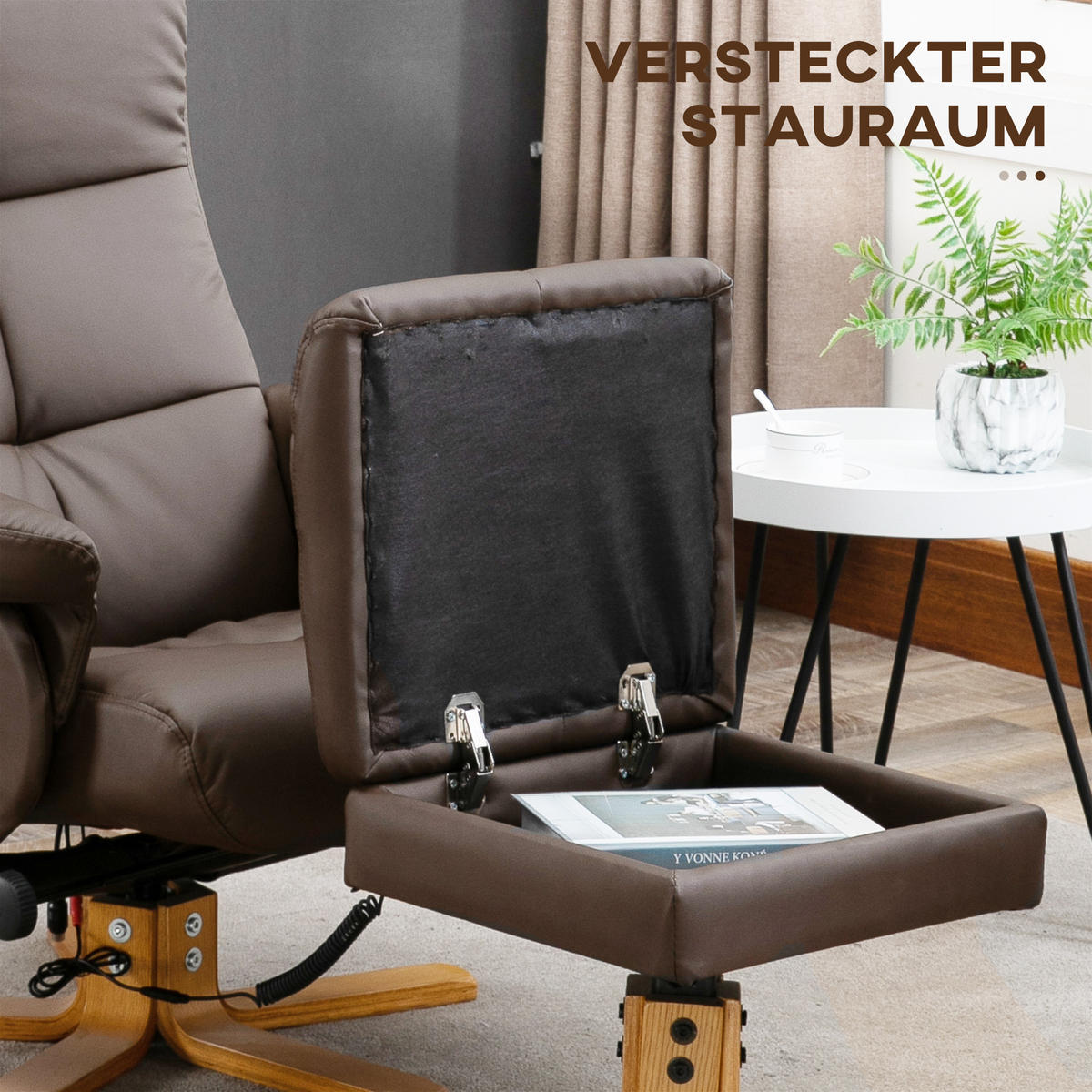 RELAXSESSEL, Massagesessel, Braun - Braun, Leder/Kunststoff (86/99/80cm) - HOMCOM
