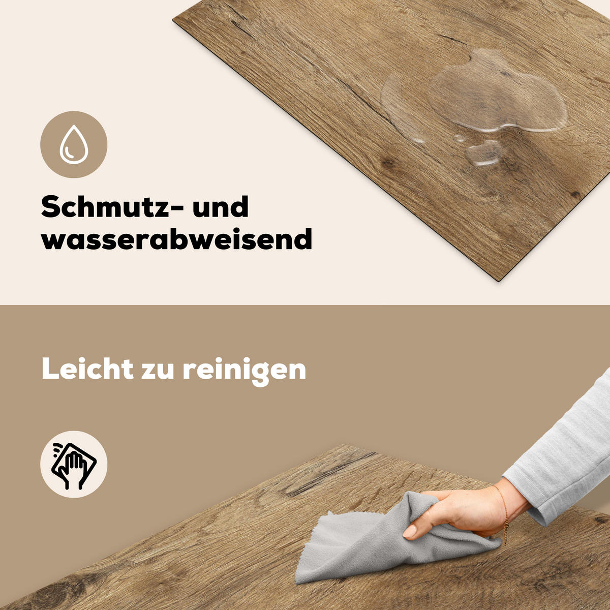 HERDABDECKPLATTE Holz - Braun - Holzoptik 80x52 cm - Eichefarben, Kunststoff (80/0.2/52cm) - MuchoWow