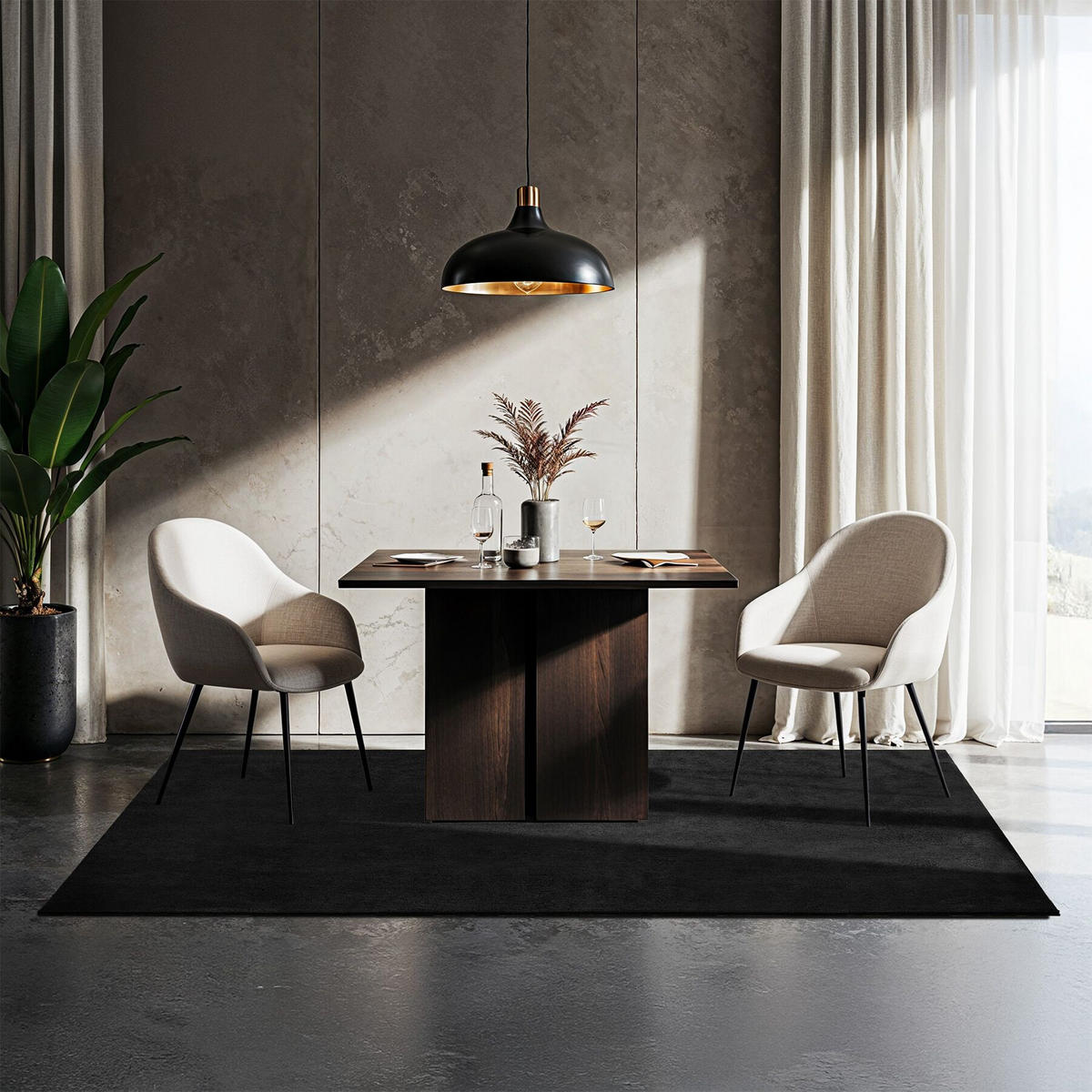 KURZFLORTEPPICH Soft Zone,rutschfeste Unterseite,schwarz - Schwarz, Kunststoff (170/120cm) - tectake