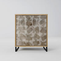 SIDEBOARD SLIGHTLY BLURRED, Eichefarben, 57,5x42x67,5 cm, Schwarze Metall-Rahmenfüße - Eichefarben/Multicolor, Holzwerkstoff/Metall (57.5/67.5/42cm) - SpaceRebels