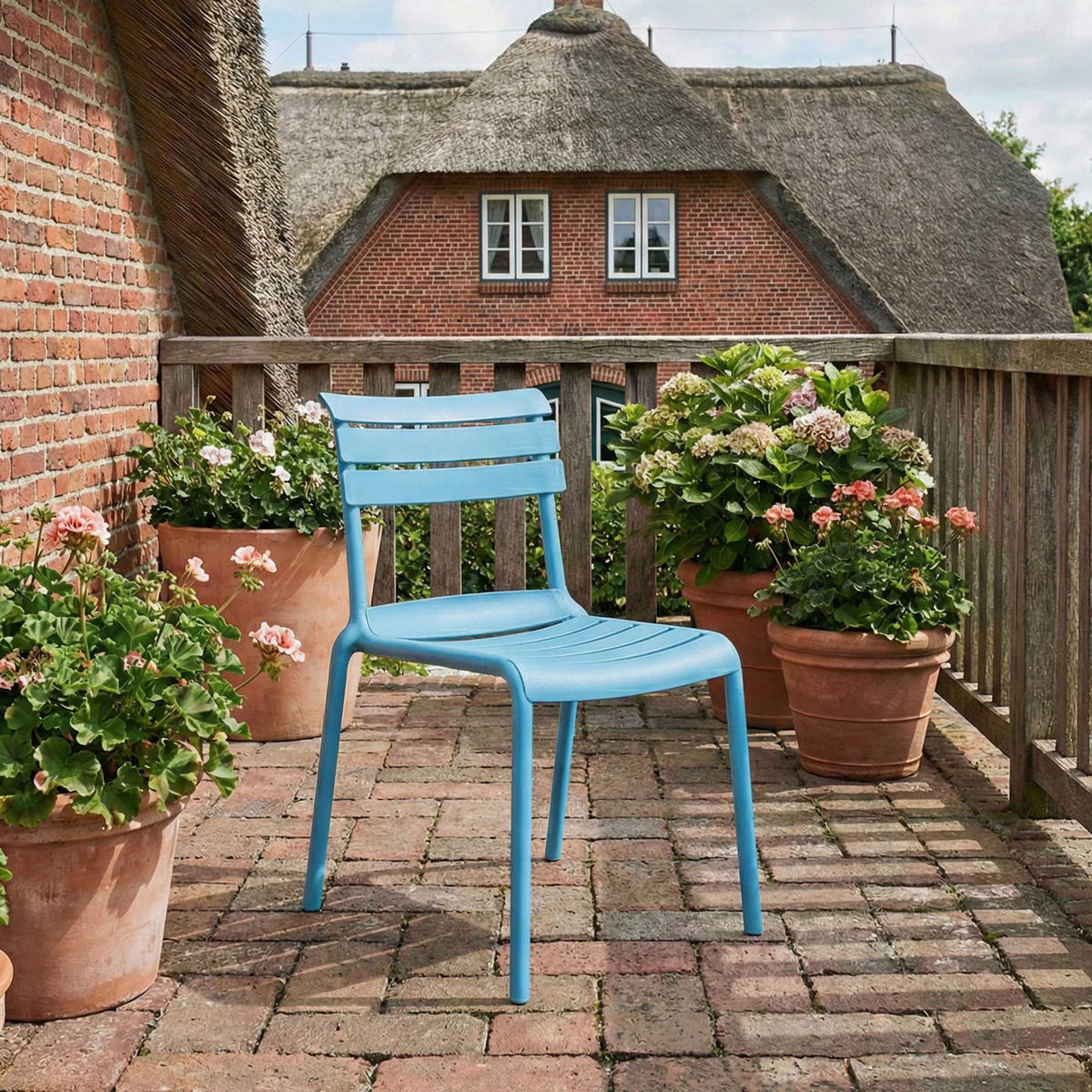 GARTENSTUHL Oskar 49x59x82cm Kunststoff Blau Stapelstuhl - Blau, Kunststoff (49/82/59cm) - DELUKE