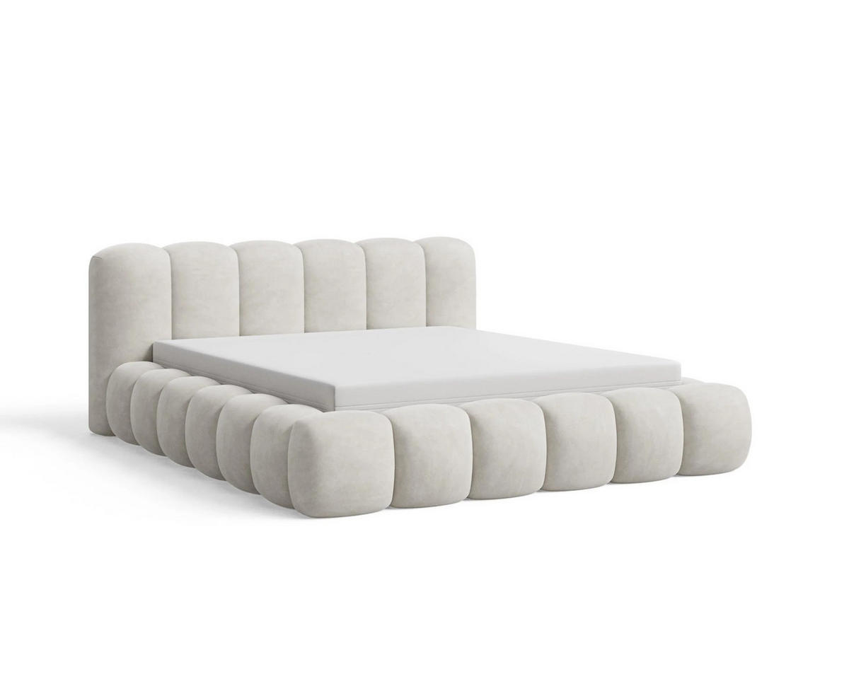 POLSTERBETT Stone 160x200 cm mit Bettkasten, Lattenrost und Kopfteil - Holzrahmen, Samt Beige - Beige, Holz (160/200cm) - Chilly