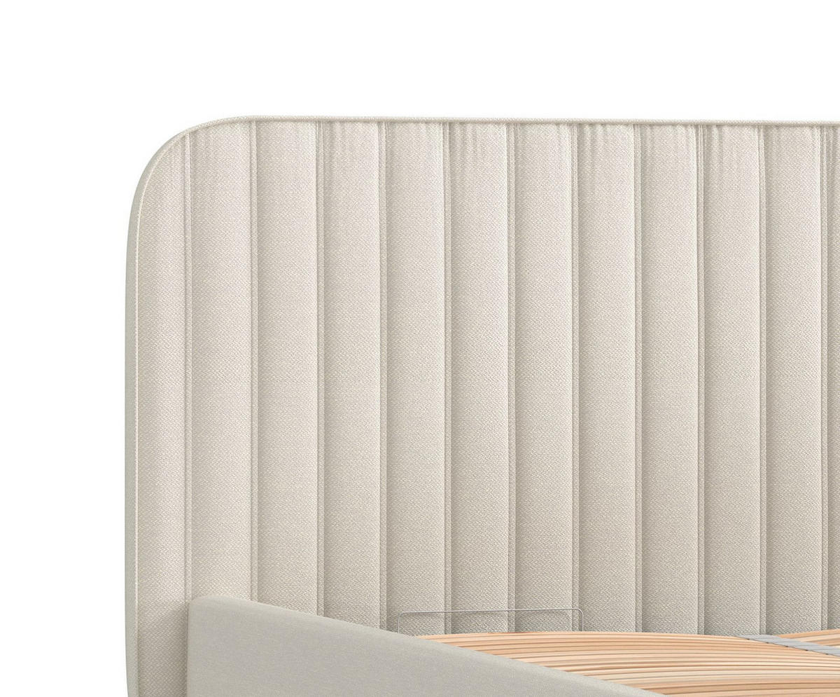 POLSTERBETT Noto Beige 120/200 cm im Webstoff - Beige/Naturfarben, Holz/Holzwerkstoff (120/200cm) - Maison de Reve