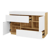 SIDEBOARD aus Spanplatte 120x37x76,5 cm Weiß mit LED-Beleuchtung, 2 Schubladen und 2 Türen - Weiß, Holzwerkstoff (120/37/76.5cm) - IVMEU