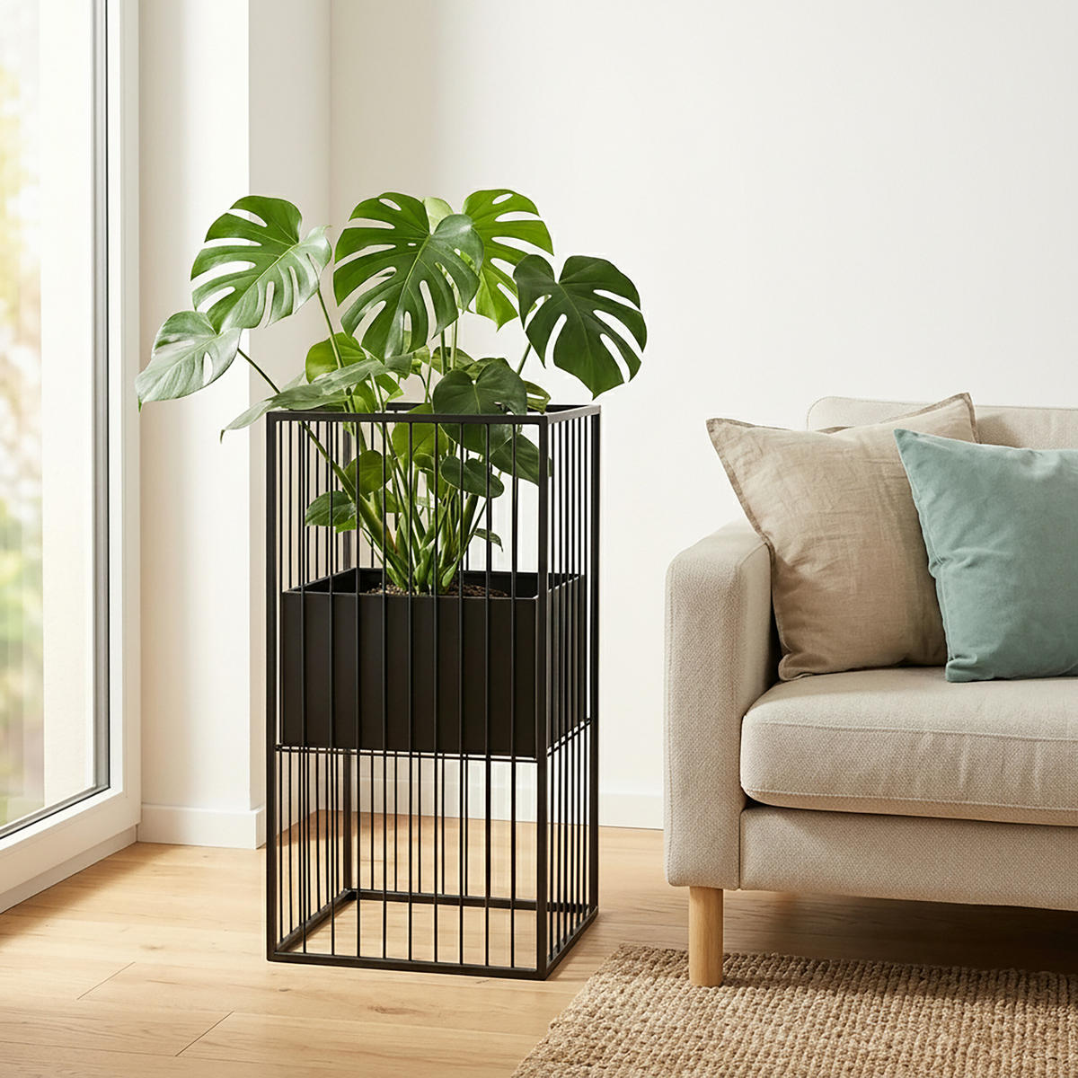 BLUMENSTÄNDER Schwarz Eisen höhenverstellbar 61 cm - Schwarz, Metall (30.5/61/30.5cm) - Relaxdays