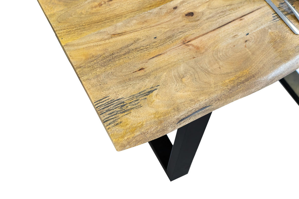 ESSTISCH TIGER - Beige/Schwarz, Holz/Metall (85/160/77cm) - SAM