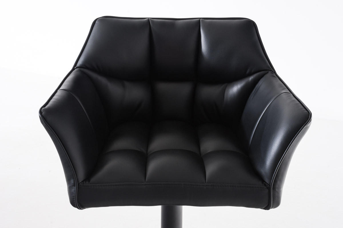 BARHOCKER Sihar Kunstleder Schwarz Schwarz - Schwarz, Leder/Metall (64/88/45cm) - DELUKE