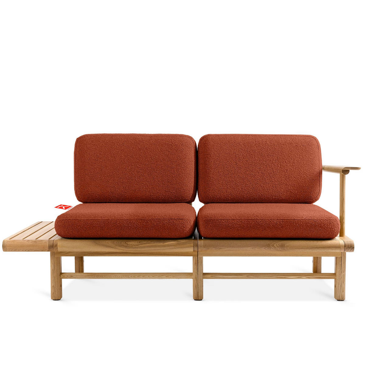 GARTENSOFA ATREDA 2-Sitzer, mit Ablage - Orange, Holz/Textil (175/74/80cm) - KONSIMO®