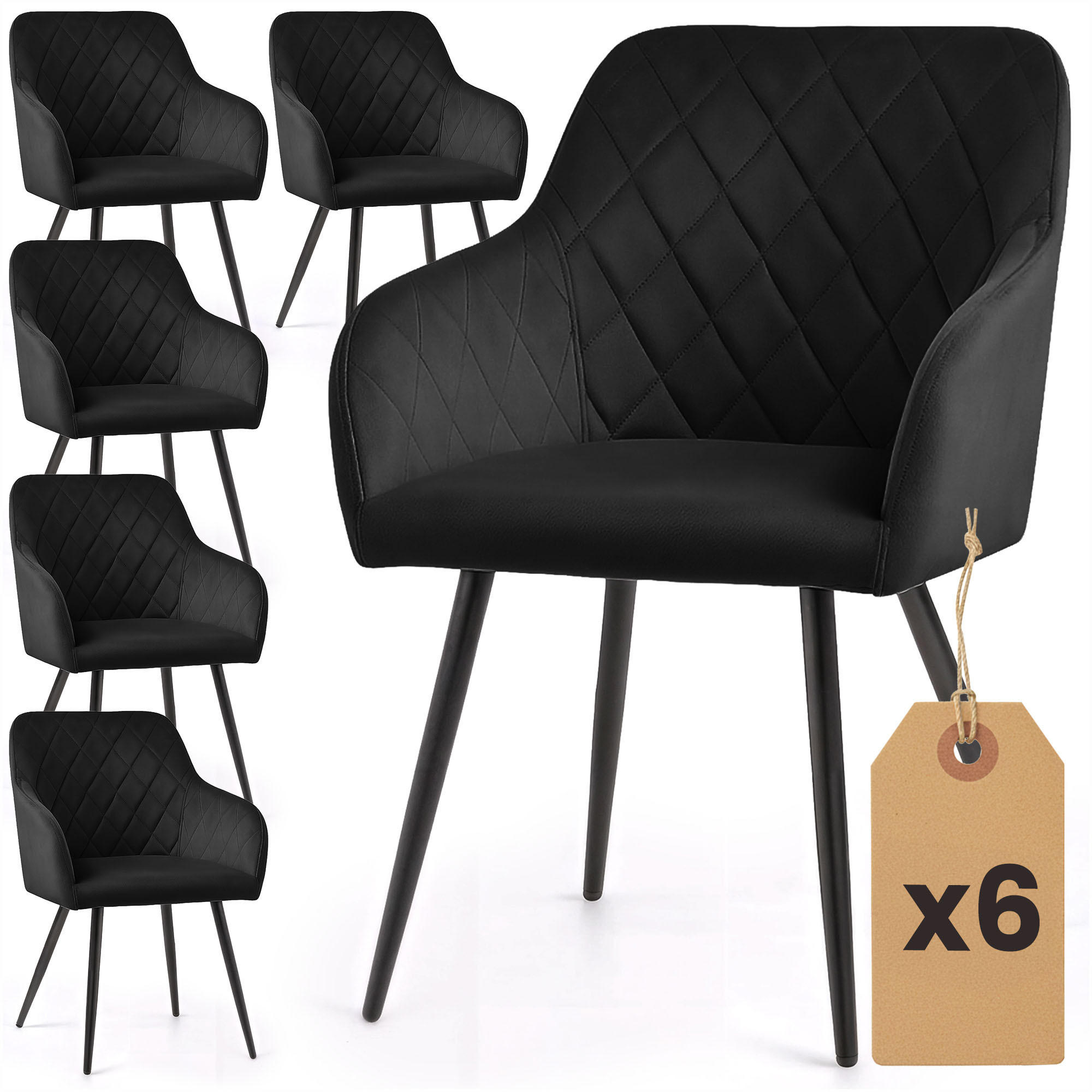 RAUMHIRSCH FURNITURE ČALOUNĚNÁ ŽIDLE, sada 6 ks, kovové nohy, černá 54,5/82/58