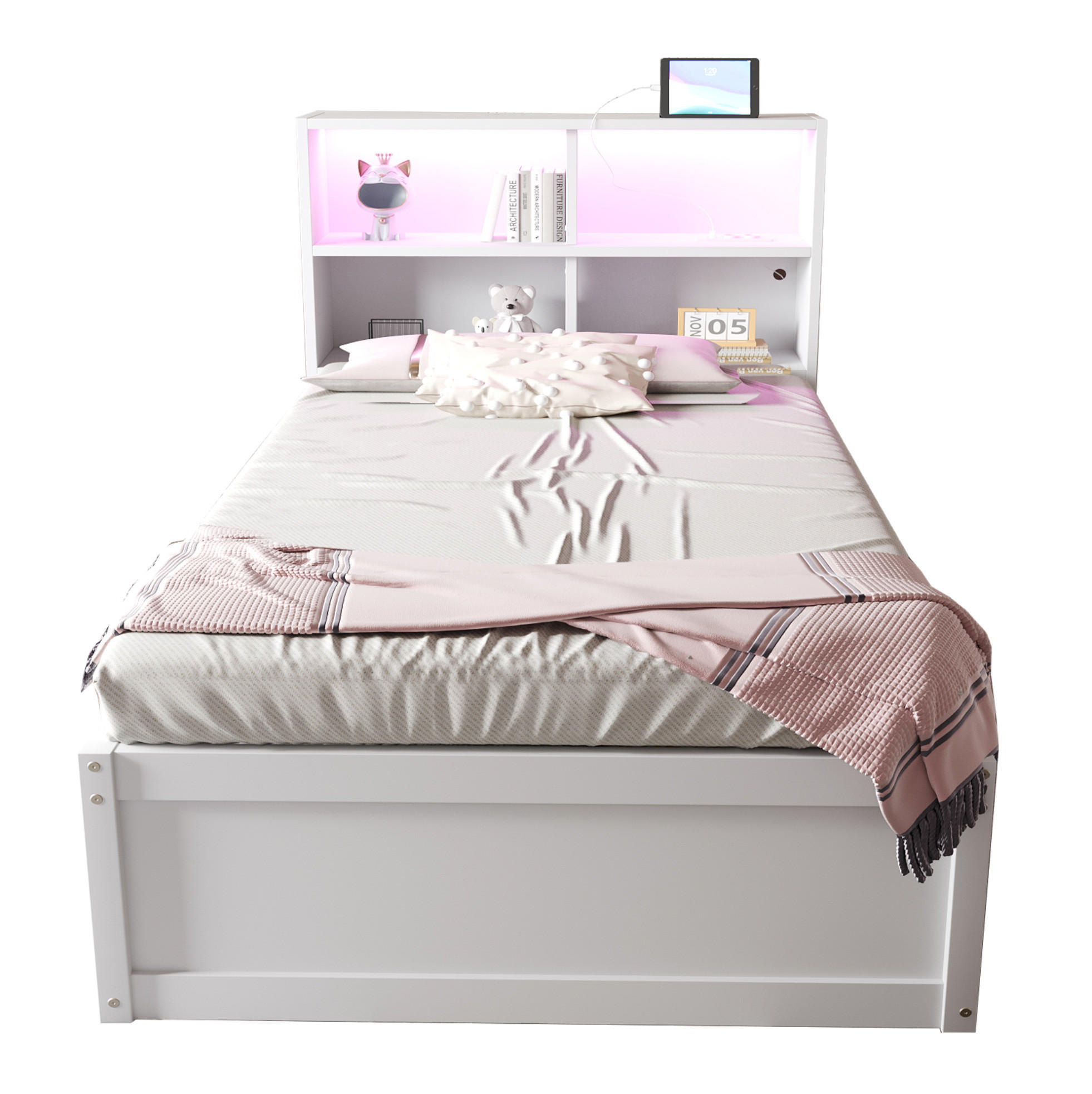 Okmyhome Bett Weiß 90x200 cm