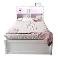 BETT 90/200 cm aus Holz mit Steckdose und LED-Lichtleiste, Weiß - Weiß, Holz (90/200cm) - OKMYHOME