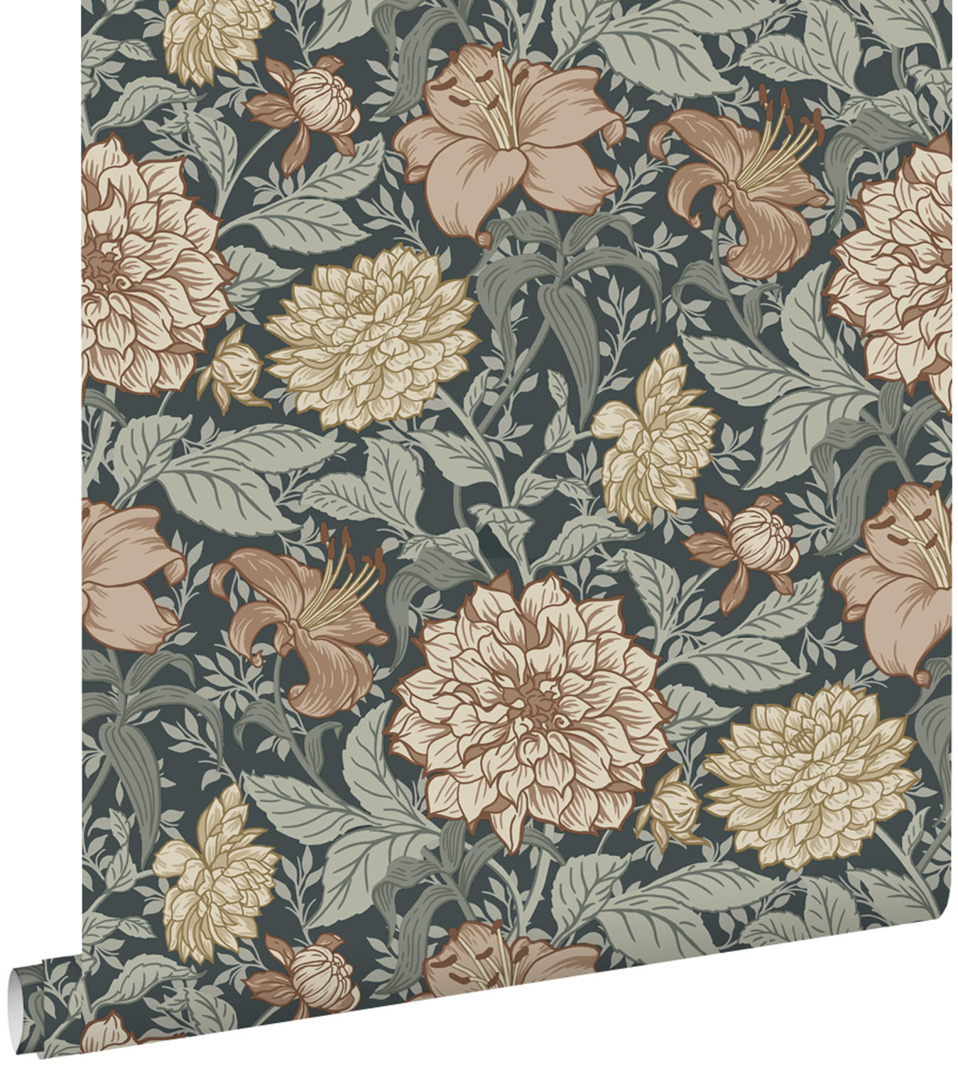 TAPETE Blumenmuster 53 cm x 10.05 m - Blau, Papier (53/1000cm) - ESTAhome