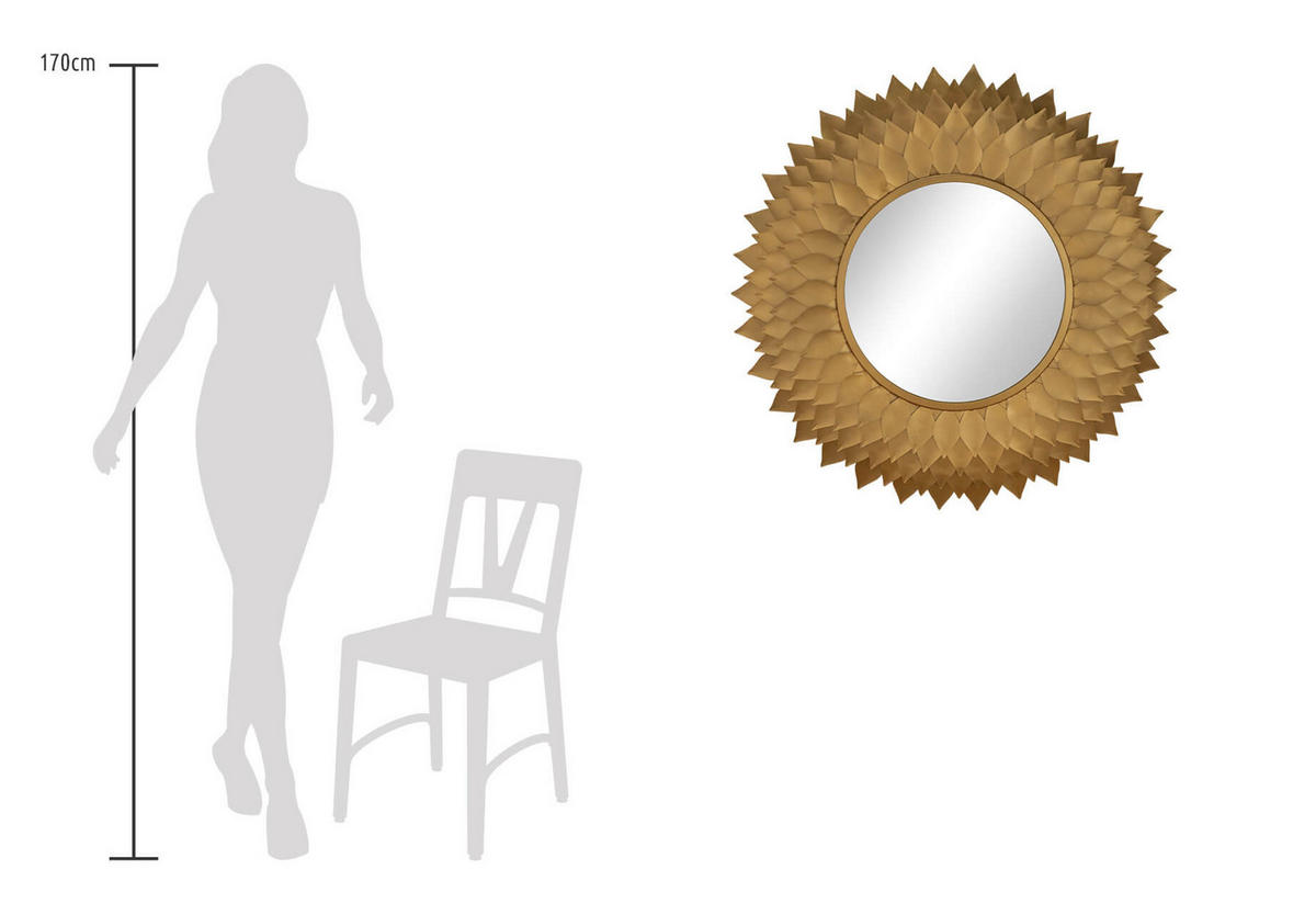 WANDSPIEGEL Gold 94/94 cm - Goldfarben, Metall (94/94/4cm) - KUNSTLOFT