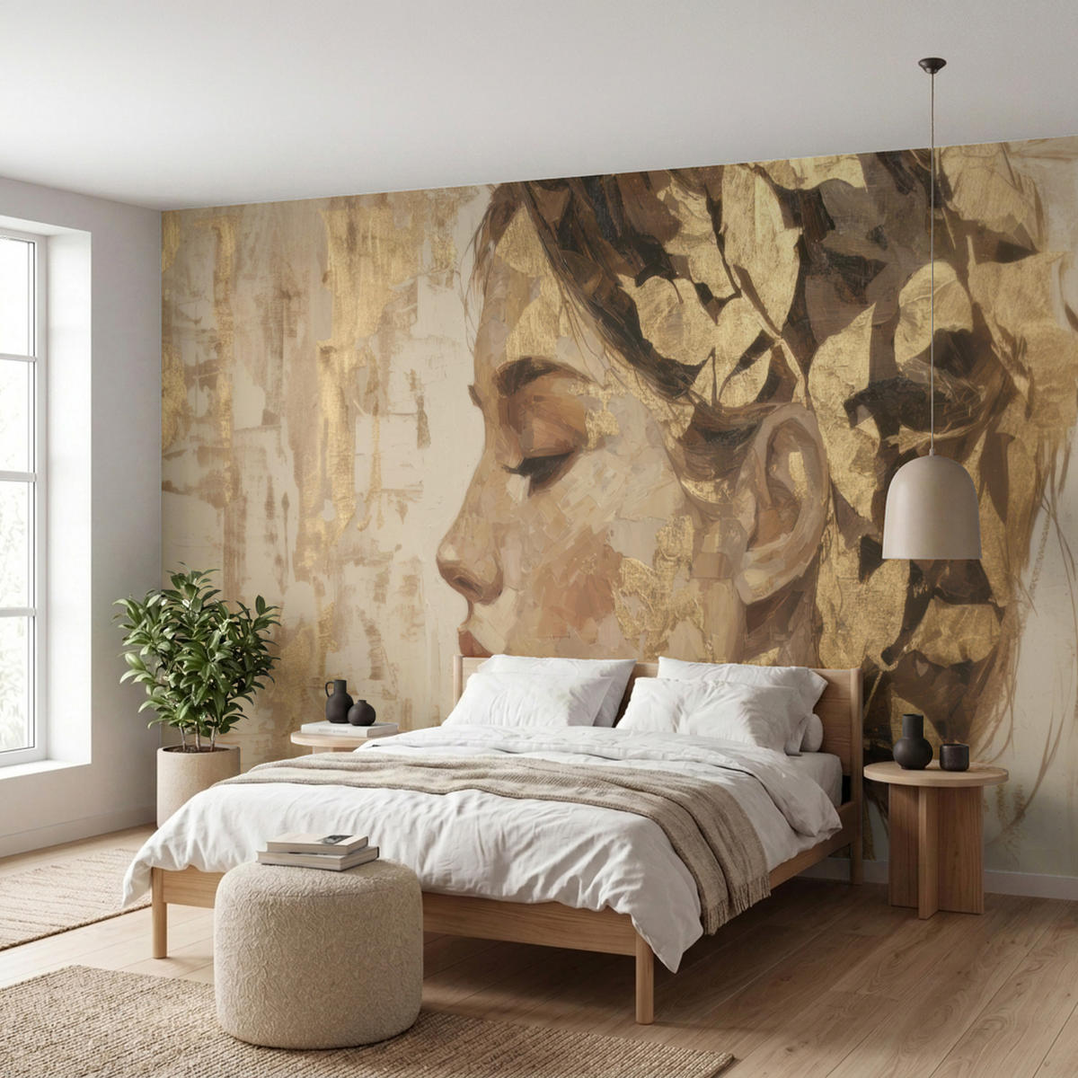 TAPETE - Frau - Gold - Abstrakt - Textur - 500x200 cm - Goldfarben, Papier (500/200cm) - OnlyWow