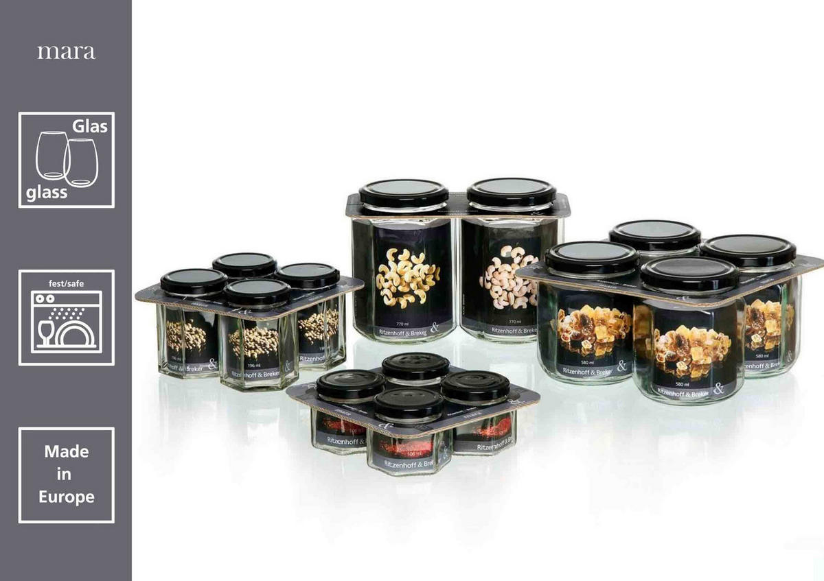 VORRATSGLÄSER-SET Mara transparent 106 ml 4er Set - Transparent, Glas (6/5.5/6cm) - Ritzenhoff Breker