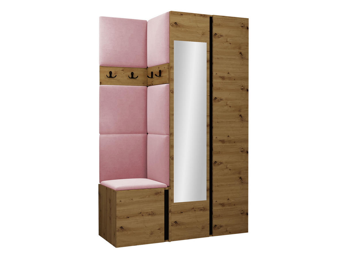 GARDEROBEN-SET Orion XXVI - Eiche Artisan/Rosa, Holzwerkstoff/Kunststoff (116/186/46cm) - MIRJAN24