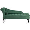 CHAISELONGUE Samtstoff dunkelgrün mit Bettkasten linksseitig Pessac - Schwarz/Grün, Textil (145/71/62cm) - Beliani
