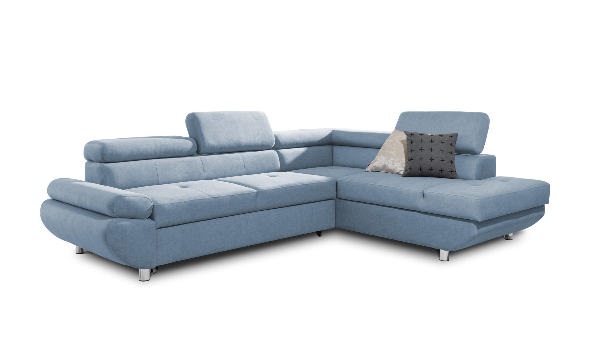 ECKSOFA Schlafsofa Panos In Esito - Blau, Holzwerkstoff/Textil (275/210cm) - Fun Möbel