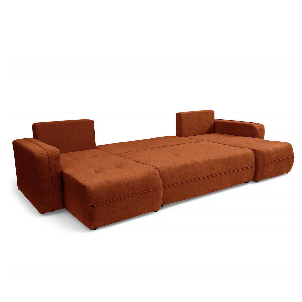 WOHNLANDSCHAFT - Schwarz/Orange, Kunststoff/Textil (312/82/145cm) - home24