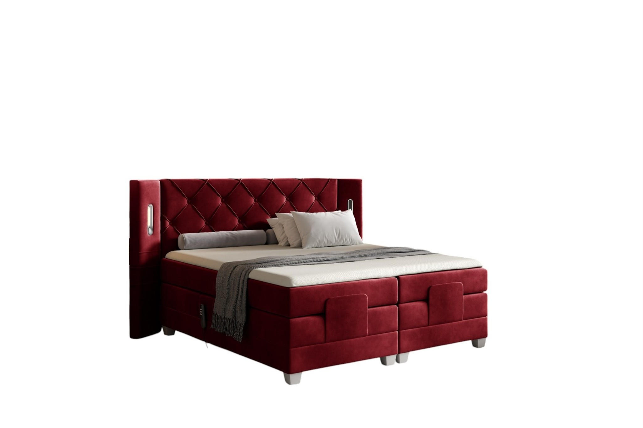 BOXSPRINGBETT Elektrisch Steve - Rot, Holzwerkstoff/Textil (180/200cm) - Fun Möbel