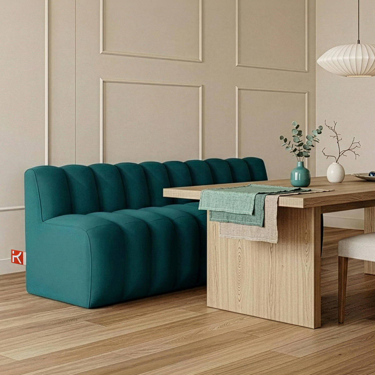ESSZIMMERBANK CORDA, Meeresblau - Türkis, Holz/Holzwerkstoff (203/78/71cm) - KONSIMO®