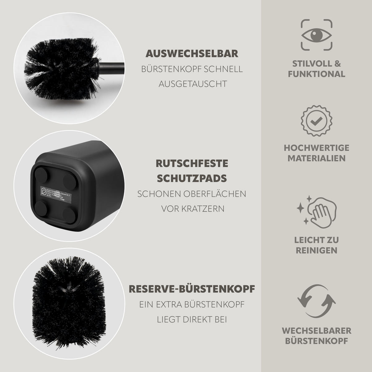 BAD-ACCESSOIRES-SET VALONA 2tlg., schwarz, Kunststoff - Schwarz, Kunststoff (21/25.5/21cm) - eluno