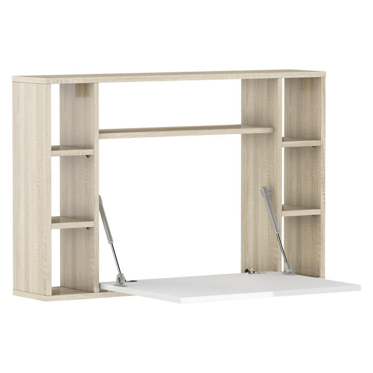 SCHREIBTISCH Sonoma Eiche, Weiß Hochglanz 94/62/62 - Weiß Hochglanz/Sonoma Eiche, Holzwerkstoff (62/94/62cm) - RAUMHIRSCH FURNITURE