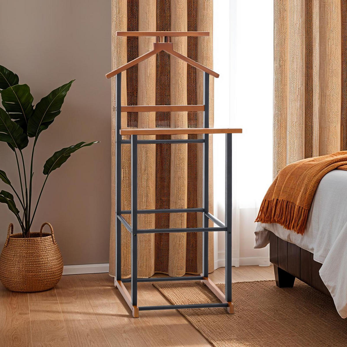 HERRENDIENER KANNA - Dunkelbraun/Schwarz, Holz (49/109/40cm) - IDIMEX