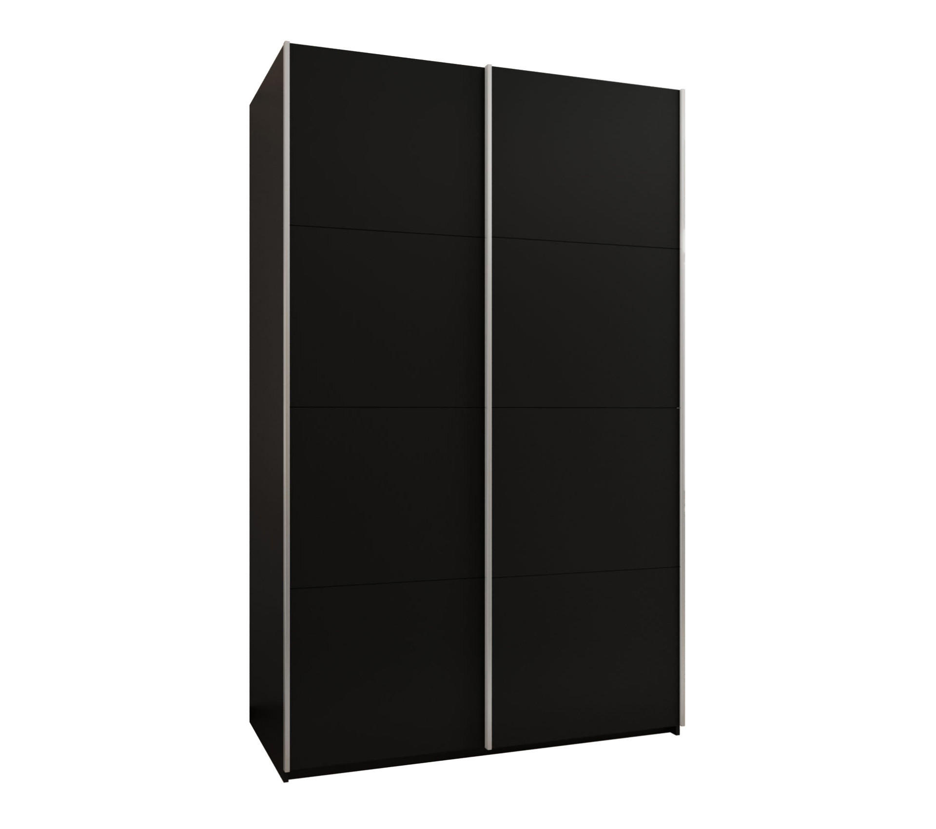 Abiks Möbel Schwebetürenschrank Schwarz, Schwarz, Silber 150x245x64 cm