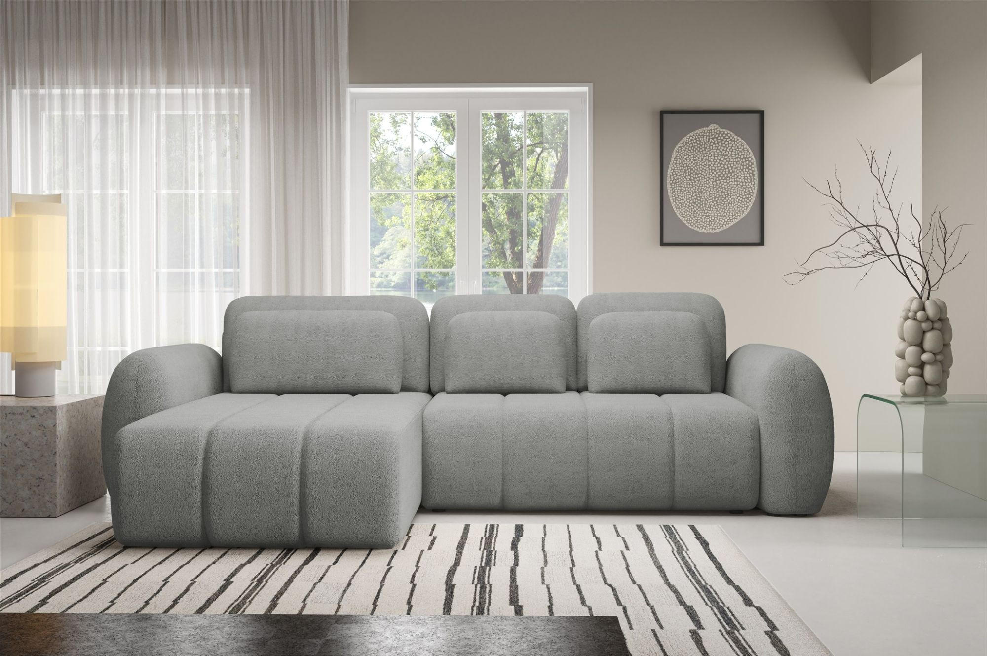 ECKSOFA Caria Mit Schlaffunktion - Grau, Holzwerkstoff/Textil (304/190cm) - Fun Möbel