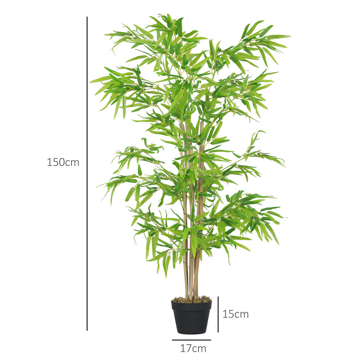 KÜNSTLICHER BAMBUS groß 150cm - Grün, Kunststoff (150cm) - Outsunny