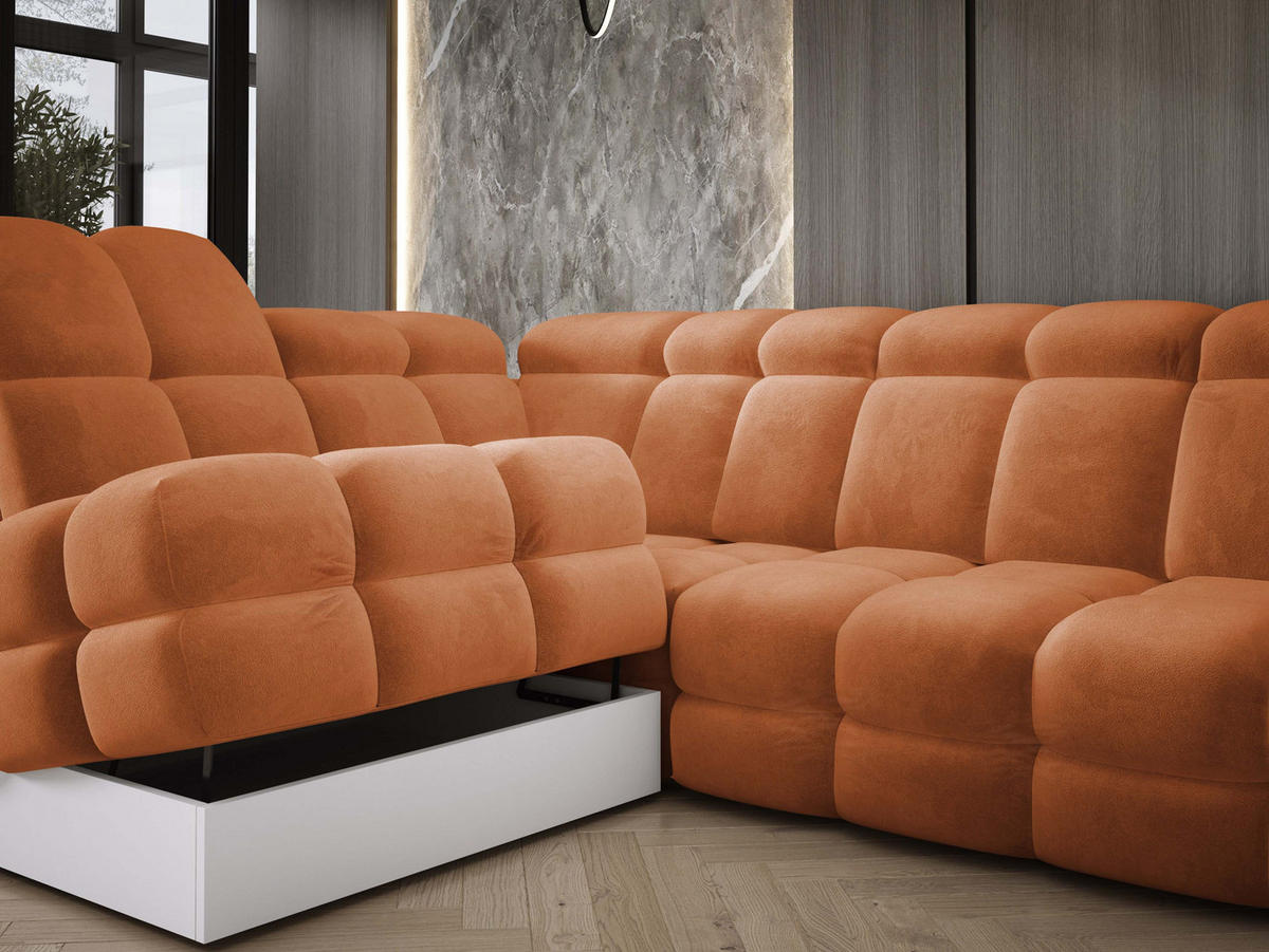 ECKSOFA TOLLO Salvador-stoff L-form 302x217x105 cm orange - Orange, Holz/Textil (302/217cm) - DomoHome