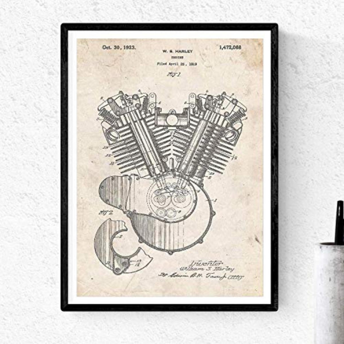 POSTER Harley-Motor Patent A3 Rahmenlos - Klar, Papier (29.7/5/42cm) - Nacnic