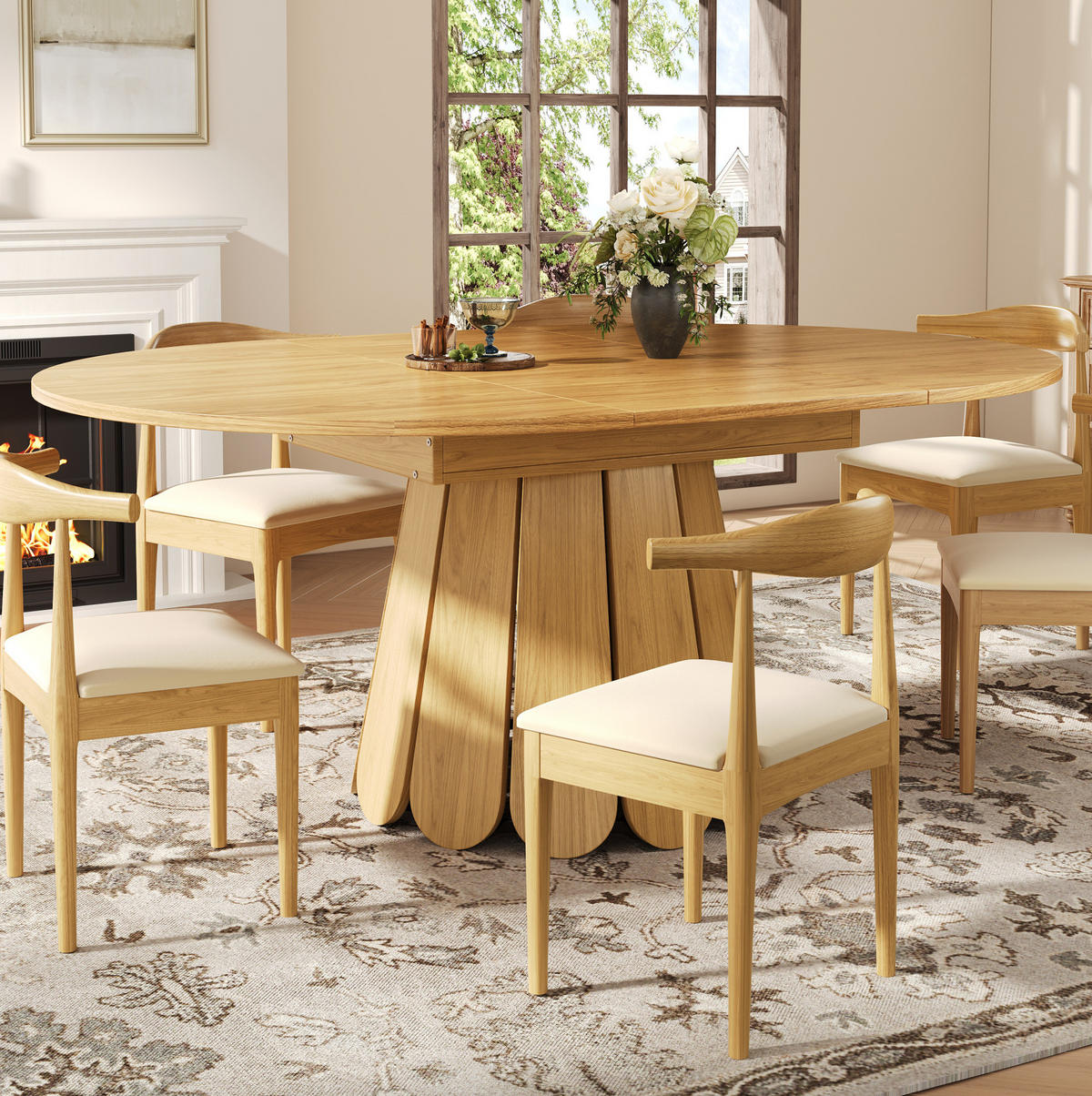 ESSTISCH 118/158/118 cm in Naturfarben aus MDF, ausziehbar und mit Holzoptik - Naturfarben, Holzwerkstoff (158/118/76cm) - Flora Grace