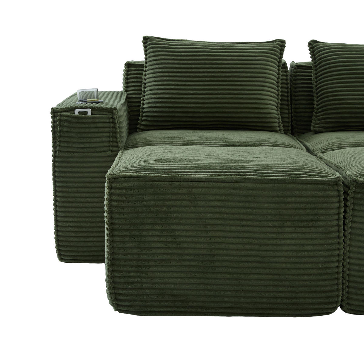 2-SITZER-SOFA DE-33836 mit 2 Hockern Grün - Grün, Textil (188/75/162cm) - ComfortXL