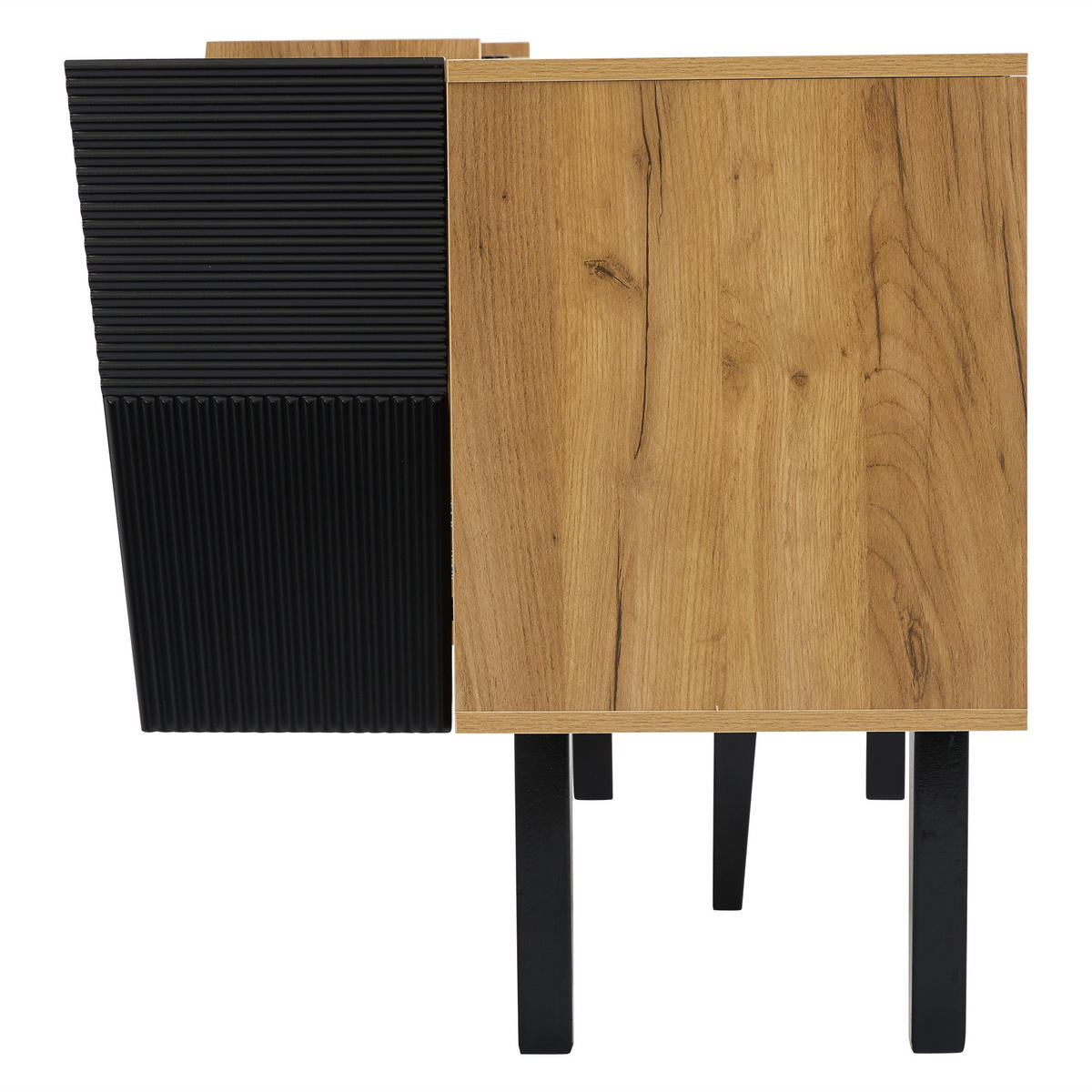 SIDEBOARD Holz Stauraum TV-Schrank mit Massivholzbeinen 60 Zoll - Eichefarben, Holzwerkstoff (140/70/40cm) - FLIEKS